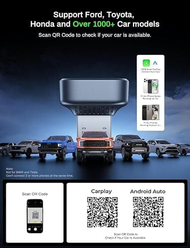 2-in-1 Wireless CarPlay Adapter 2026 Support Apple CarPlay & Android Auto, Mini Bluetooth USB A & USB C Dongle Convert Wired to Wireless Compatible with iPhone & Android thumbnail 5