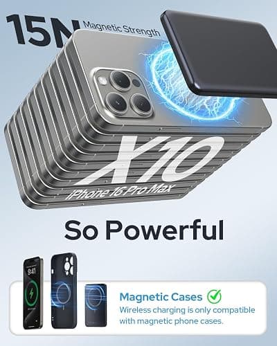 for Magsafe Portable Charger Power Bank,5000mAh Slim Wireless Magnetic Power Bank with USB C Fast Charging,Travel Essential for Magsafe Battery Pack Compatible with iPhone 17/16/15/14/13/12 Series thumbnail 2