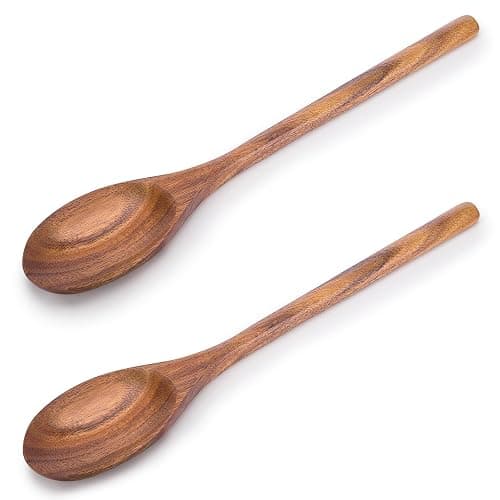 HAKSEN 2PCS Wooden Cooking Spoons, Wooden Kitchen Utensil Large Wood Spoon for Cooking Serving Mixing - Image 1