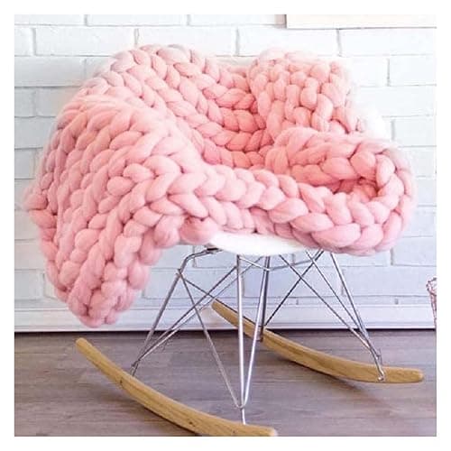 GAOSHI Luxuriöse Grobstrickdecke Mit Plüsch-Strickstoff, Handgefertigter Weicher Und Warmer Dekorativer Überwurf for Wohnzimmer, Schlafzimmer Und Heimdekoration (Color : Pink, Size : 180x200cm) thumbnail 7