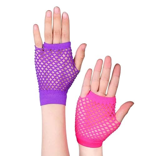 TecUnite 12 Pairs Neon Fingerless Fishnet Gloves and 100 Pieces Multicolor Silicone Jelly Bracelets 80s 90s Accessories for Women Retro Party Favors for Halloween Party Costume Cosplay thumbnail 5