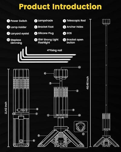 Camping Lantern Telescopic - Camping Light with 12000mAh Battery Magnetic Base, 3 Light Modes, Waterproof Rechargeable LED Hiking, Emergency, Outdoor & Indoor Use thumbnail 7