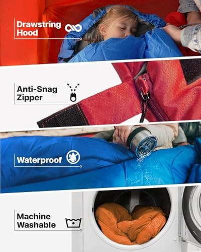 MalloMe Sleeping Bags for Adults Cold Weather & Warm - Backpacking Camping Sleeping Bag for Kids 10-12, Girls, Boys - Lightweight Compact Camping Essentials Gear Accessories Hiking Sleep Must Haves - 50-80°F Everyday 3 Season - Blue thumbnail 4