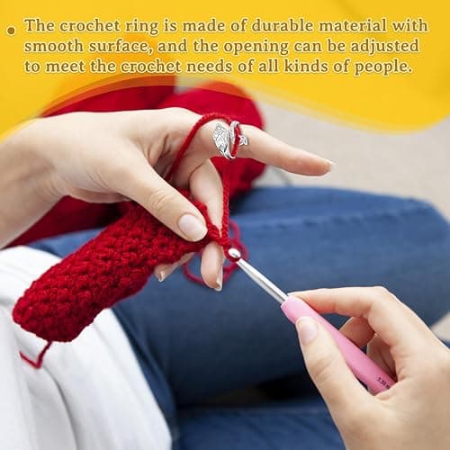 Yizzvb 3 Pcs Crochet Ring+30Pcs Stitch Markers, 6 Large Eye Blunt Needles, Adjustable Tension Rings for Finger Yarn, Knitting & Crochet Accessories Set for DIY Crafts,Crocheters Knitters thumbnail 6