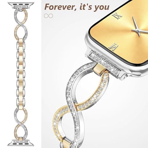 Filoto Bling Band Compatible with Apple Watch 38mm 40mm 41mm 42mm 44mm 45mm 46mm 49mm for Women, Thin Metal Strap Dressy Slim Jewelry Bracelet for iWatch Band Series 11 10 9 8 7 6 5 4 SE 3 2 1 Ultra thumbnail 3
