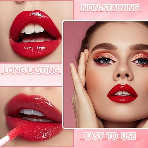 Eakroo 6 Colors Lip Tint Stain Mini Liquid Lipstick, Lip Gloss for Women, Blush for Cheeks, Lip Stain Long Lasting Waterproof, Lip Makeup, Cute Stuff, Non-Stick Cup, High Pigment, Vivid Color thumbnail 3