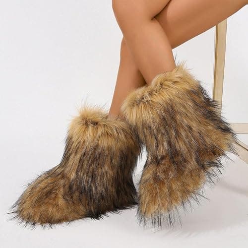 Women's Boots Winter Furry Fluffy Boot Snow Boots Snow Boot Fluffy -calf Flat Shoes Boots for Outdoor Indoor thumbnail 2