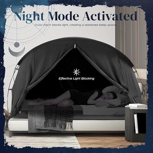 uniHimal Bed Tent Canopy Twin, Blackout Portable Sleep Tent Easy Setup, Breathable Mesh, Privacy Curtains for Adults, Ideal for Indoor thumbnail 5