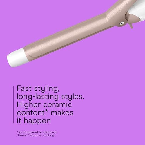 Conair Double Ceramic ¾-Inch Curling Iron with Claw Clip, Creates Tight Curls, Hair Curler for Use on Short, Medium, and Long Hair, White thumbnail 4
