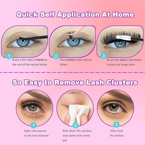DAODER Lash Clusters Natural, 640pcs Short Wispy Eyelash Clusters 9-13MM, 4 Styles Cluster Eyelash Extensions Book D Curl Soft Lightweight DIY At Home thumbnail 7
