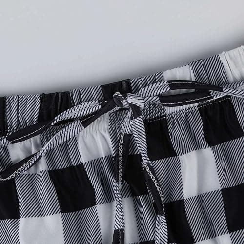 Pajamas Pants for Women 2025 Lounge Cute Plaid Pants Soft Comfy Wide Leg Trousers Sleep Bell Bottom - Small - B-black thumbnail 6
