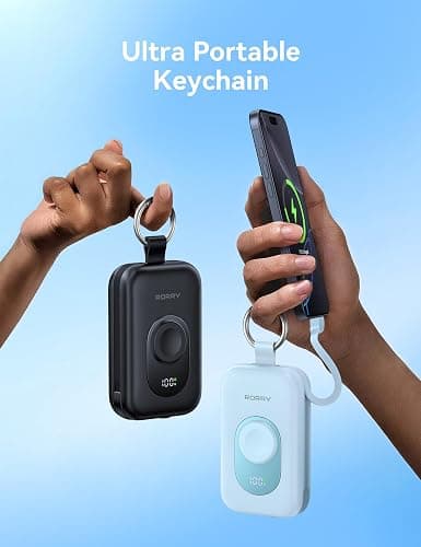 RORRY CharmGo Portable Charger, 20000mAh PD 30W Portable Charger Power Bank | Built-in Cables, Fast Charging Keychain Portable Battery Pack, Travel Essentials for iPhone, Apple Watch, iPad thumbnail 7