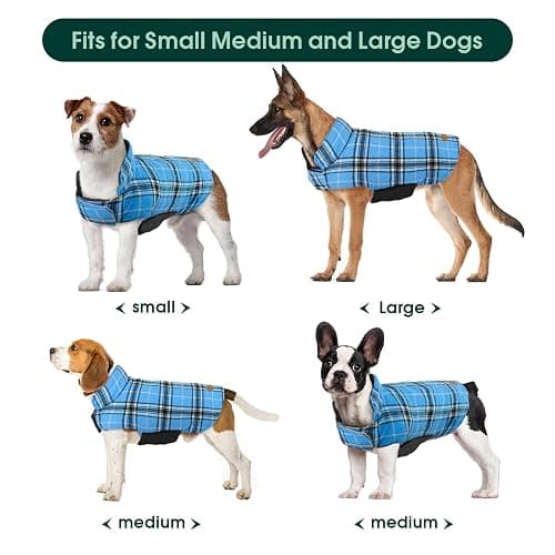 Kuoser Warm Dog Coat, Waterproof Dog Jacket for Extra Large Dogs, Adjustable Durable XXXL Doggie Winter Coat Reversible Puppy Cold Weather Apparel for Large Breed, Blue 3XL thumbnail 5