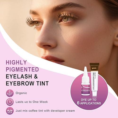 Eyelash & Eyebrow Color Kit, Professional Instant Lash & Brow Color Kit, Easy to Use with Natural Results, DIY Hair Coloring Eye Brow & Eye Lash Set for Beginner Salon Beauty 7ml (Coffee/Dark Brown) thumbnail 6