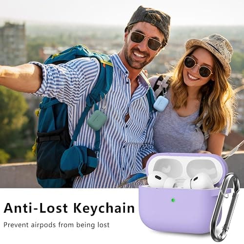 Ljusmicker for AirPods Pro Case Cover with Cleaner Kit,Silicone Protective Cover for Apple AirPod Pro 2nd/1st Generation Cases for Women Men,AirPods Pro 2/Pro Case Accessories with Keychain-Purple thumbnail 6