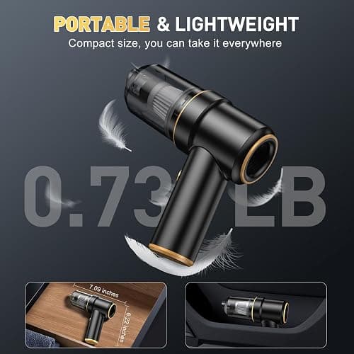 KMM Handheld Car Vacuum Cleaner, 9000PA Vacuum Cleaner & Air Duster, 120W High Power Vacuum Portable Cordless, Hand Held Vacuum Rechargeable with Multi-Nozzles & LED Light for Home, Car, Office thumbnail 7