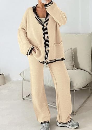 PRETTYGARDEN Lounge Sets for Women Fall 2026 Loungewear 2 Piece Outfits Cardigan Sweaters Track Suit Matching Winter Clothing thumbnail 2