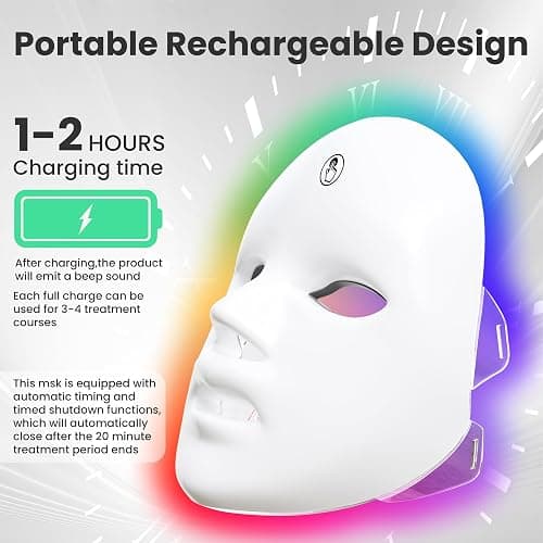 gelpal 7-1 Colors Red Light Therapy For Face，LED Facial Skin Care Mask,Red Light Mask for Face, LED Facial Mask Light,Salon or Home,White. thumbnail 3