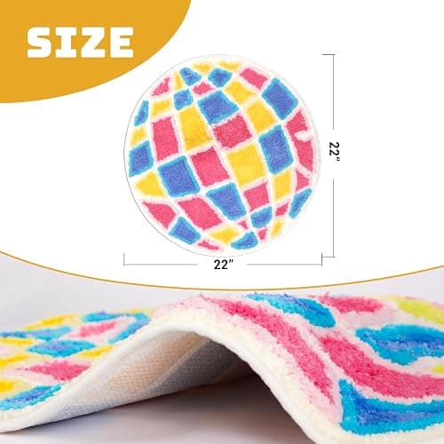 Percozzi 80's Disco Ball Bath Rug 25.5" Music Funky Bathroom Mat Absorbent Tufted Rug Area Mat with Non-Slip Backing Bath Mat for Vintage Retro Rugs Gift for Disco Lover thumbnail 2