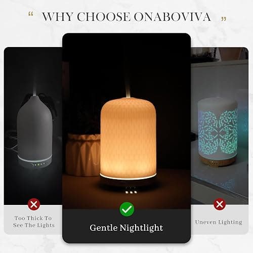 Essential Oil Diffuser - 2.4MHz Ultrasonic Ceramic Diffuser with Pulse/Continuous Mist & Night Light, Waterless Auto-Off, Silent Aromatherapy Diffuser for Home, Office, Yoga, Spa, Gifts & Home Decor. thumbnail 6