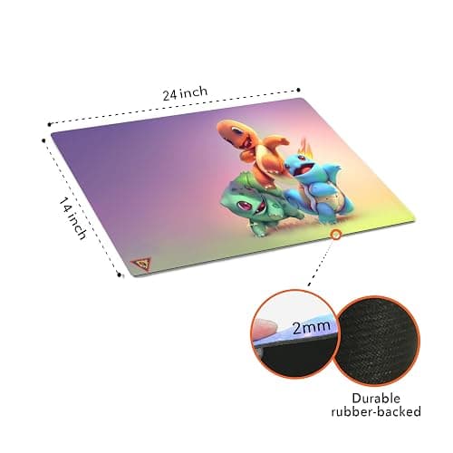 Kanto Starters Custom Playmat/Giant Mouse Pad - Durable Rubber 14" x 24" for Trading Card Games thumbnail 3