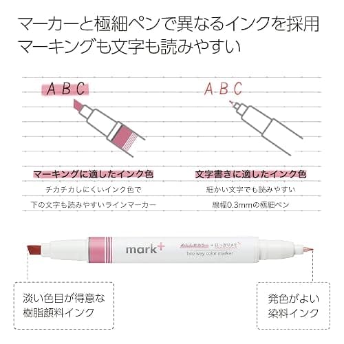 KOKUYO 2-Way Vivid Highlighter 5 Colors Set. Mark+ Dual Tips Markers, Quick Dry Chisel Fine Tip 5 Pack of Gold, Gray, Light Green, Navy, Red. Japan Import (PM-MT200-5S2) thumbnail 5