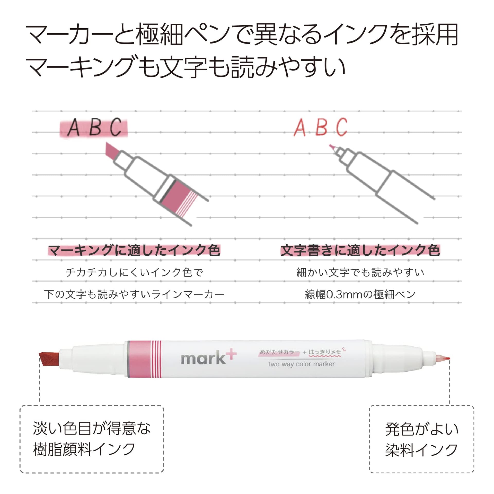 KOKUYO Mark+ Two Way Color Marker, 5-Pack(Pink, Blue, Green, Purple, and Yellow) PM-MT200-5S thumbnail 5