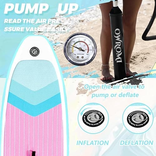 OWROMI Inflatable Stand Up Paddle Boards with Premium SUP Paddle Board Accessories, Wide Stable Design, Anti-Slip EVA Deck for Youth & Adult thumbnail 3