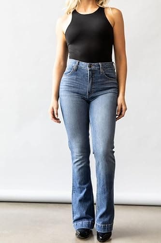 Kimes Ranch Women's Jennifer Casual Durable Western Ultra-High Rise & Wide Flare Leg Denim Black Jeans thumbnail 2