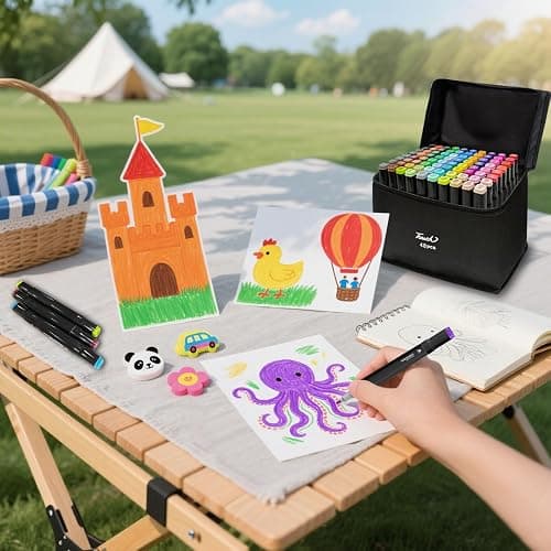 HEVEGRD 48 Colors Alcohol Markers Set, Dual Tips Blender Art Marker for Drawing Permanent Sketch Marker for adult coloring, Illustrations Alcohol Based Markers, Artist Pens thumbnail 2