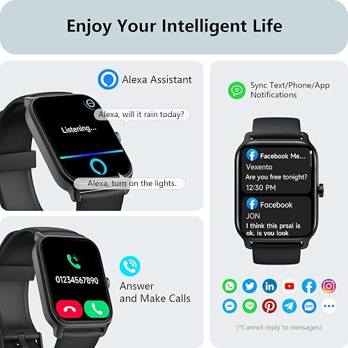 Smart Watch for Men Women, Answer/Make Calls, Alexa Built-in, [1.8" HD Screen] Smart Watches for iPhone/Samsung/Android, Fitness Watch with Heart Rate Sleep SpO2 Monitor,IP68 Waterproof, 100+ Sports thumbnail 2