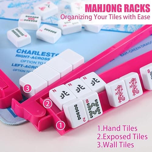 Pink Acrylic Mahjong Tile Racks with Pushers thumbnail 6