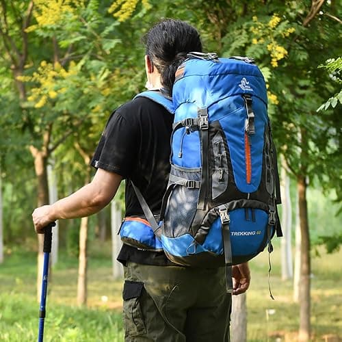 Bseash 60L Hiking Camping Backpack with Rain Cover, Waterproof Large Capacity Outdoor Sport Travel Daypack Climbing Touring (Army Green) thumbnail 2