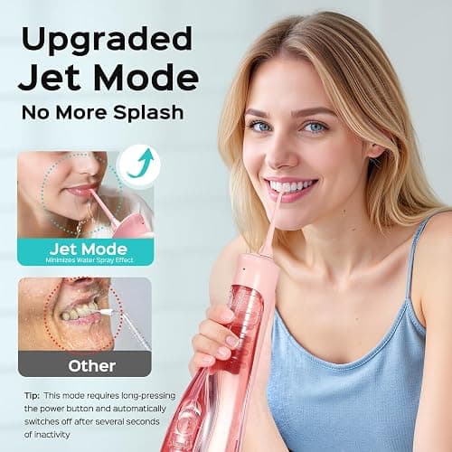 COSLUS ADA Accepted C50 Water Dental Flosser, 4 Modes 5 Power Levels, Pink | Professional Water Teeth Pick for Braces, Orthodontics & Sensitive Gums, Compact Cordless for Family Home Travel thumbnail 5