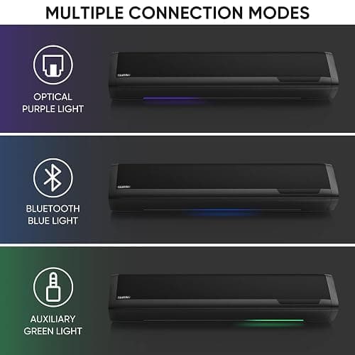 Saiyin Sound Bars for TV with Subwoofer, 2.1 Deep Bass Small Soundbar Monitor Speaker Home Theater Surround System PC Gaming Bluetooth/AUX/Optical Connection, Wall Mountable 17-inch thumbnail 3