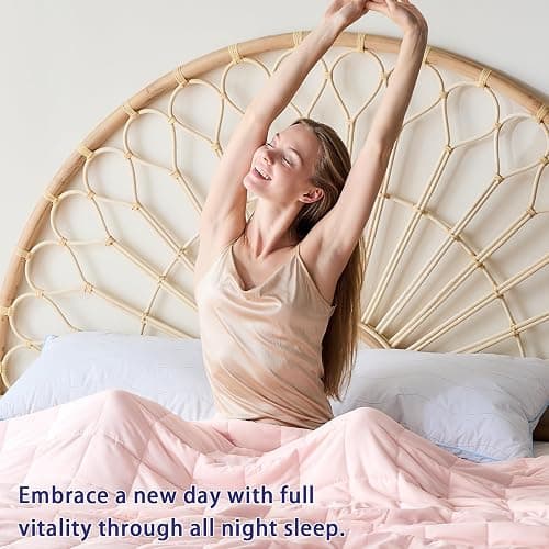 yescool Weighted Blanket for Adults (20 lbs, 60” x 80”, Pink) Cooling Heavy Blanket for Sleeping Perfect for 190-210 lbs, Queen Size Breathable Blanket with Premium Glass Bead, Machine Washable thumbnail 6