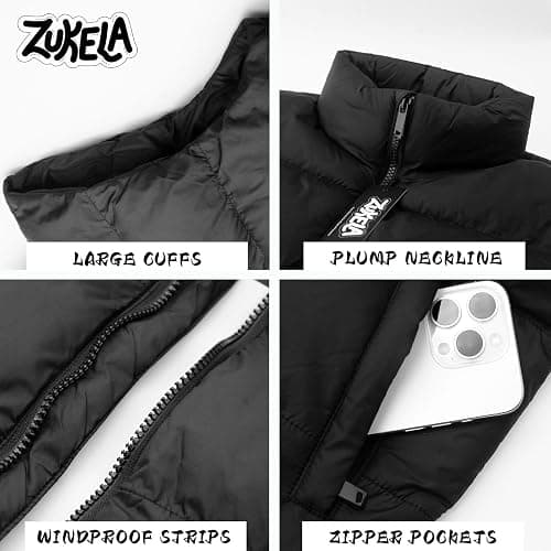 Zukela Solid Mens Puffer Vest Stand Collar Sleeveless Jacket M to 3XL | For 80s party,Lightweight but warm,Full Zip Up Stand Collar,Puffy outerwear,Water resistant,Winter zipper quilted,Multicolor thumbnail 5