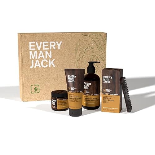 Every Man Jack Men's Sandalwood Beard Set - Perfect for Every Guy - Five Grooming Essentials For a Complete Routine - Beard + Face Wash, Beard + Face Lotion, Beard Oil, Beard Butter, and Beard Comb thumbnail 10
