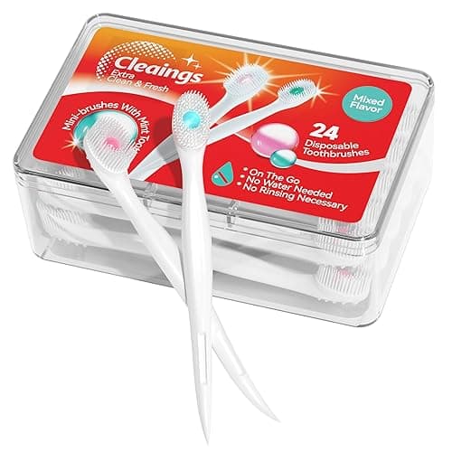 cleaings® Mini Brushes-Disposable Toothbrushes with Toothpaste and Pick for Work or Travel, 24 Count (Mint Flavor（Pack of 1）) - Mint Flavor（Pack of 1）