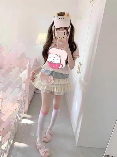 Erqiroc Cutecore Bow Lace Skirt Kawaii Lolita Skirts Harajuku Tiered Ruffle Skirts Cake Skirt Y2K Shoujo Clothes Jojifuku thumbnail 2