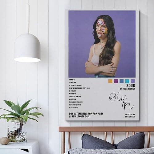 Generic Poster estetico limitato con copertina dell'album Olivia Rodrigo, poster musicale autografato, decorazione per dormitorio, poster per camera da letto, stampa artistica da parete su tela, per thumbnail 5