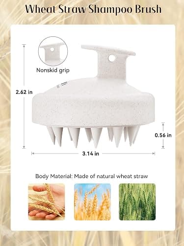 HEETA Scalp Massager Hair Growth, Soft Silicone Scalp Scrubber Shampoo Brush for Exfoliation, Dandruff Removal & Head Massage Stress Relax, Wet & Dry Use for Thick, Thin Hair Care, Wheat Straw Beige thumbnail 2