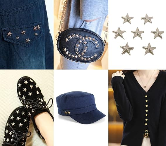 Honbay 100PCS 15mm Nailheads Star Punk Rivets DIY Metal Studs for Purse Handbag Backpack Jeans Jacket Clothes Belt Collars Shoes Hats (Silver) thumbnail 4