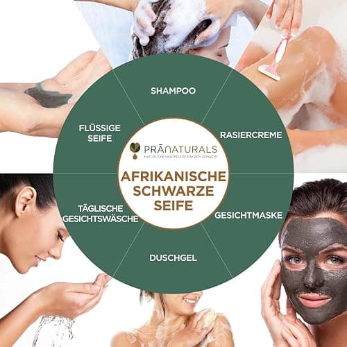 PraNaturals Organisch Afrikanische Schwarze Seife 200g, Vegan Kosmetik, Für Alle Hauttypen, Handgefertigt Im Tropischen Ghana (1x200g) thumbnail 3