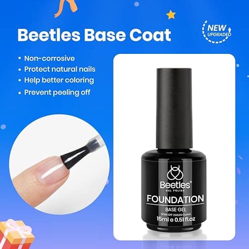 Beetles 3Pcs 15ml White Gel Nail Polish and No Wipe Gel Top Coat & Base Coat Christmas Set, Soak Off UV Lamp and Long Lasting Glossy Top Coat French Manicure Art Design Kit thumbnail 4