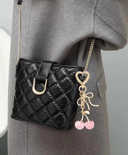 Rikhiua Cute Cherry Keychain Bag Charm Elegant Bow Keychain for Women Friends Family Birthday Christmas Inspirational Gift thumbnail 5