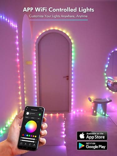 BrizLabs Smart Fairy Lights, 33ft 100 LED Color Changing Fairy Lights Work with Alexa/Google Home, WiFi Rainbow Christmas Light Dimmable RGB Twinkle Starry Light for Christmas Tree Home Party Decor thumbnail 4