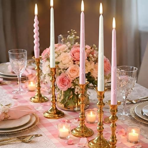 Nuanchu 6 Pcs Pink Bow Taper Candles 3D Pink Coquette Decoration Twisted Candlesticks Decor Bow Twisted Candles for Coquette Birthday Baby Shower Wedding Bachelorette Supplies thumbnail 3