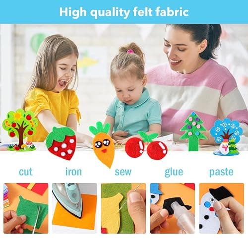 Loyisal 90PCS Felt Fabric Sheets Craft Kit - 4"x 4" + 6"x 6" Assorted Colors - 1mm Thick Square Nonwoven Felt Fabric for Crafts DIY thumbnail 7