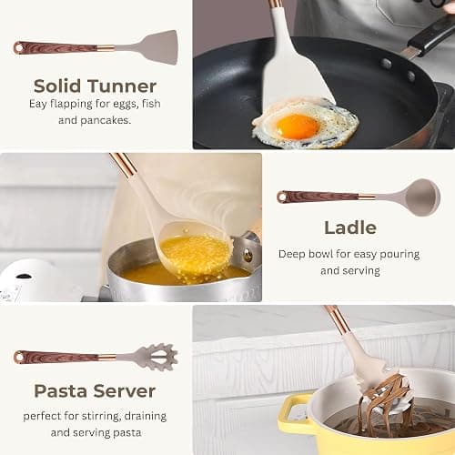 Kitchen Utensils Set of 11 with Holder, Silicone Cooking Utensils Set, Spatula Sets, Heat Resistant Non-Stick Kitchen Utensils, Kitchen Utensil Gadgets Tools BPA-Free Silicone Utensils thumbnail 4